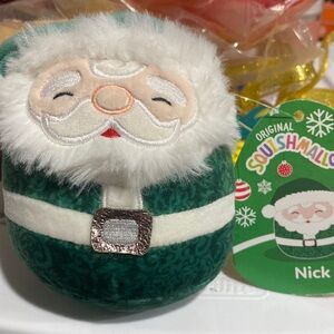 Squishmallow Nick Christmas Santa in Green Suit 4”